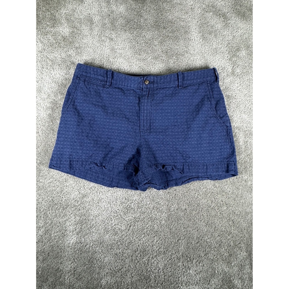 Polo Ralph Lauren Navy Blue Diamond Print Chino Shorts Mens 14 Cotton